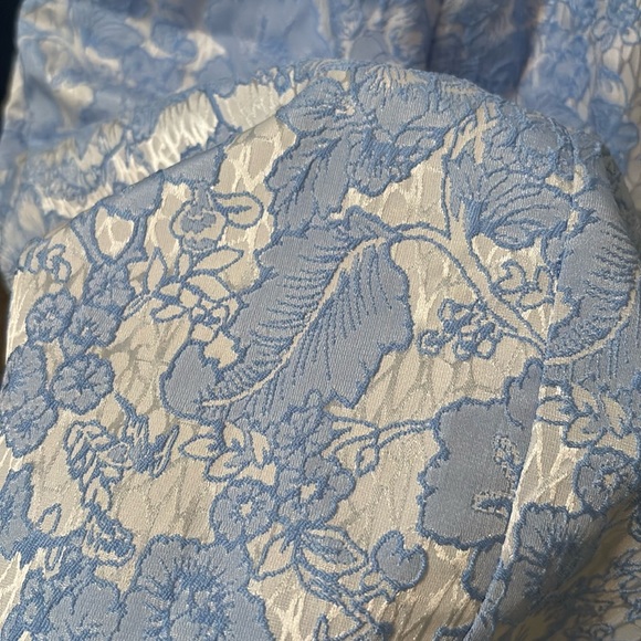 eShakti women's white silver & blue flower dress, Sz 10 pockets, jacquard, NWOT - Picture 9 of 12